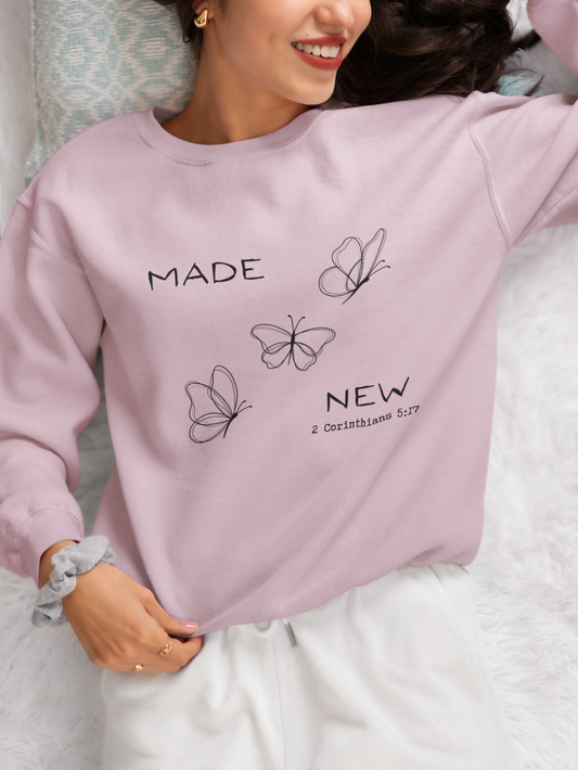 Made New Butterfly Sweatshirt - 2 Corinthians 5:17